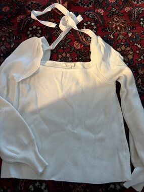 Z Supply  White Ribbed back Tie Sweater